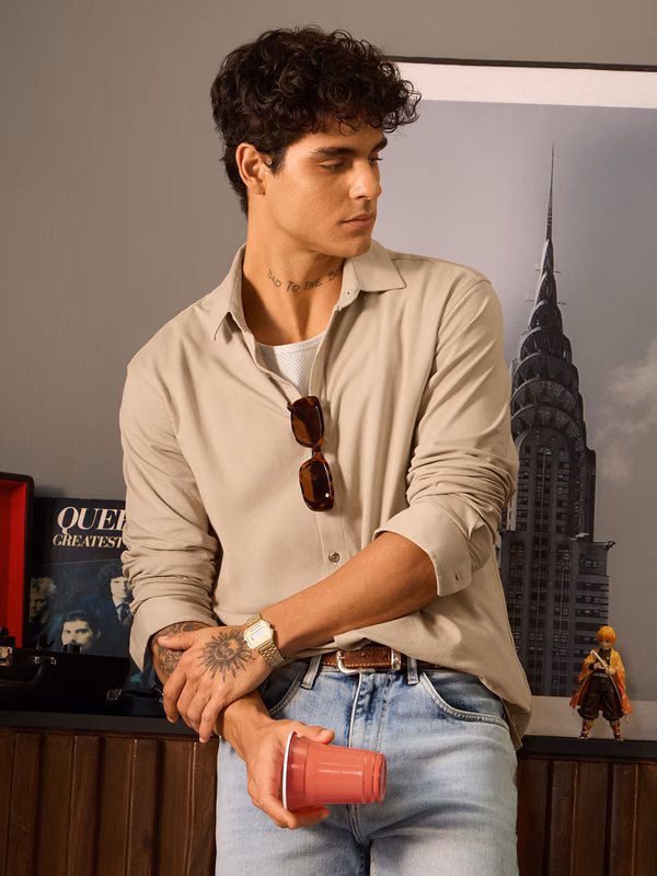 Warm-toned shirt edit with a rich premium feel